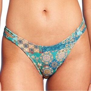 Wild Fable Turquoise Mandala Cheeky High Leg Low Rise Bikini Bottom Size Small